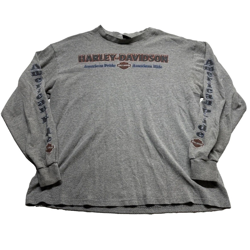 Vintage Harley-Davidson Shirt Mens 2XL Gray Long Sleeve Thermal Killer Creek USA